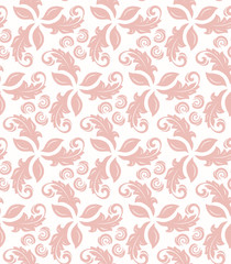 Floral vector pink ornament. Seamless abstract classic background with flowers. Pattern with repeating elements