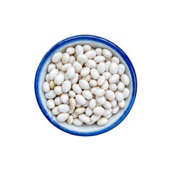 Closeup white beans in bowl on white. This has clipping path.