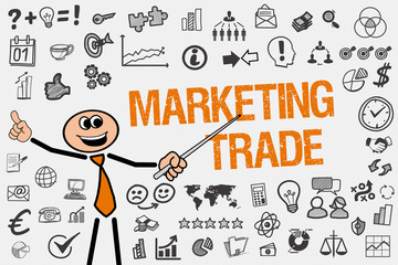 Marketing Trade / Mann mit Symbole