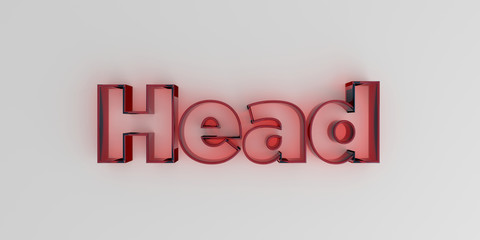 Head - Red glass text on white background - 3D rendered royalty free stock image.