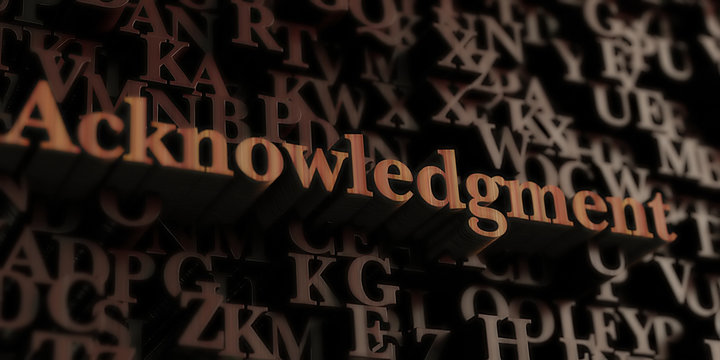 Acknowledgment - Wooden 3D rendered letters/message.  Can be used for an online banner ad or a print postcard.