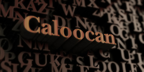 Naklejka na ściany i meble Caloocan - Wooden 3D rendered letters/message. Can be used for an online banner ad or a print postcard.
