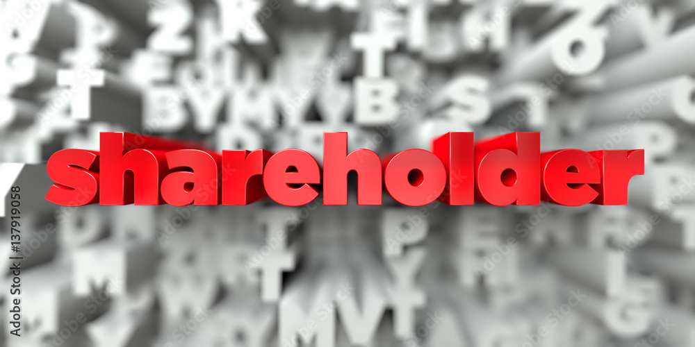 Fototapete shareholder - red text on typography background - 3d rendered royalty free stock image. this image c