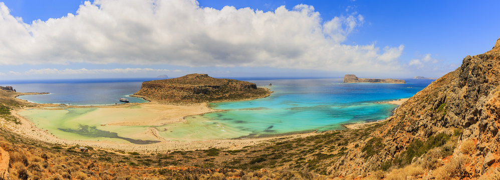 Panoramic view of the Balos bay in Crete island, Greece.