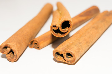 Cinnamon sticks. Spices on a white background. Seasonings.
