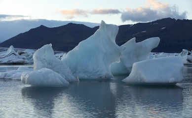 Floating Icebergs in Jokulsarlon Glacier Lagoon Iceland