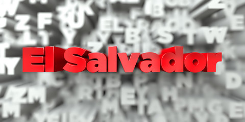 El Salvador -  Red text on typography background - 3D rendered royalty free stock image. This image can be used for an online website banner ad or a print postcard.