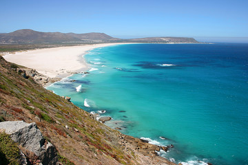 View of Noordhoek Beach from Chapmans Peak Drive on the Cape Peninsula near Cape Town, South Africa