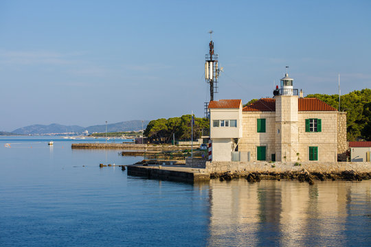 Building of Lighthouse near Sibenik town in Croatia