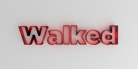 Walked - Red glass text on white background - 3D rendered royalty free stock image.