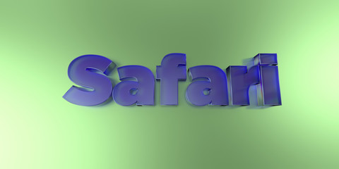 Safari - colorful glass text on vibrant background - 3D rendered royalty free stock image.