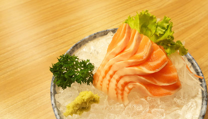 Fresh salmon sashimi