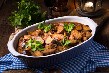 Eggplant casserole - Melitzana Me Kreas