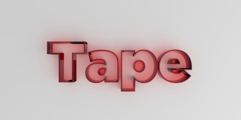 Tape - Red glass text on white background - 3D rendered royalty free stock image.