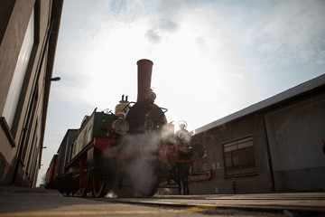 Old Locomotive with steam