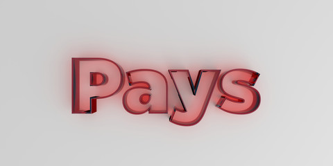 Pays - Red glass text on white background - 3D rendered royalty free stock image.
