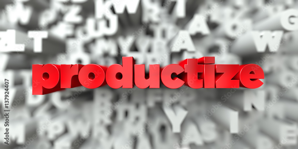 Fototapete productize - red text on typography background - 3d rendered royalty free stock image. this image ca