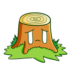 Funny tree get sad because get cutting down - vector.