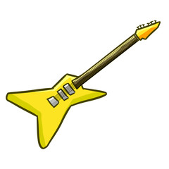Cool and stylish green yellow electric guitar - vector.