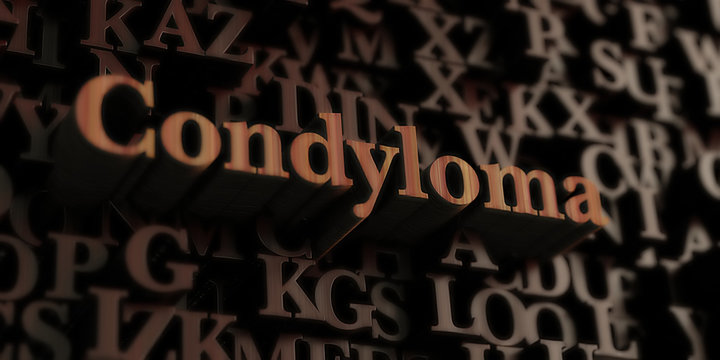 Condyloma - Wooden 3D rendered letters/message.  Can be used for an online banner ad or a print postcard.