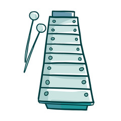 Funny and cute light green glockenspiel - vector.