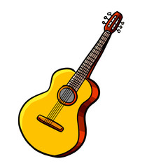 Naklejka premium Funny classical guitar in cartoon style - vector.