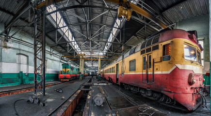 train at a railway depot
