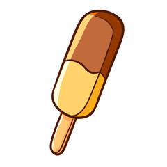 Funny and cute two colors ice cream in summer - vector.
