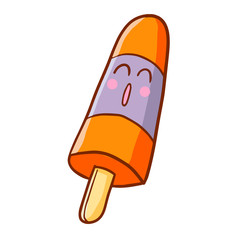 Funny and cute orange purple ice cream smiling happily - vector.