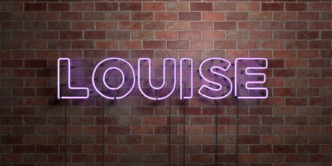 Obraz premium LOUISE - fluorescent Neon tube Sign on brickwork - Front view - 3D rendered royalty free stock picture. Can be used for online banner ads and direct mailers..