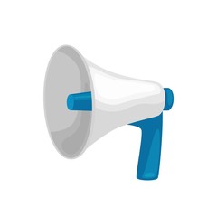 Cartoon vector illustration of megaphone sign card. Loudspeaker symbol.