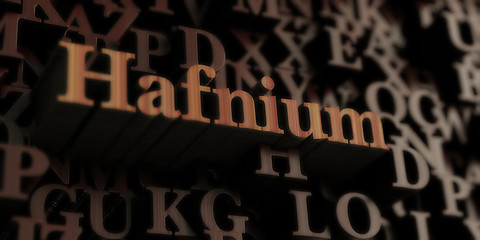 Hafnium - Wooden 3D rendered letters/message.  Can be used for an online banner ad or a print postcard.