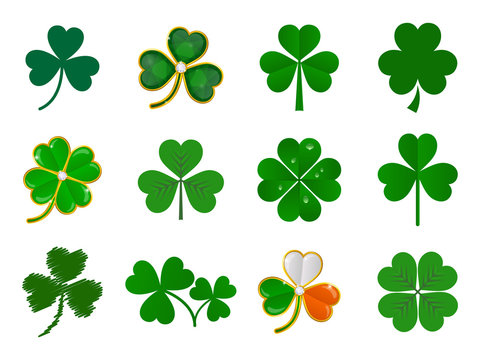  vector shamrock collection on white background