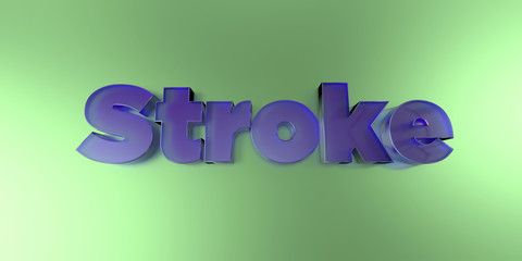 Stroke - colorful glass text on vibrant background - 3D rendered royalty free stock image.