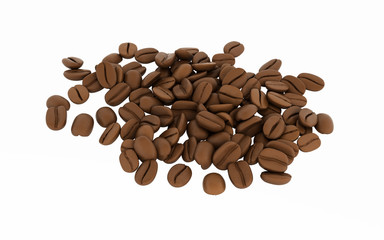 coffee beans without shadow on white background 3d