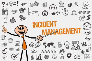 Incident Management / Mann mit Symbole