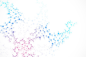 Structure molecule and communication. Dna, atom, neurons. Scientific concept for your design. Connected lines with dots. Medical, technology, chemistry, science background. Vector illustration.