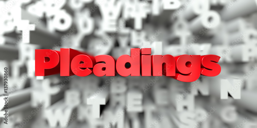 Fototapete Pleadings -  Red text on typography background - 3D rendered royalty free stock image. This image can be used for an online website banner ad or a print postcard.