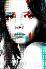 Bright poster beautiful girl in pop-art style..