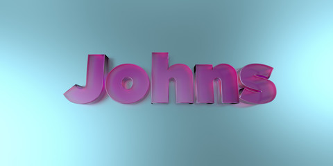 Johns - colorful glass text on vibrant background - 3D rendered royalty free stock image.