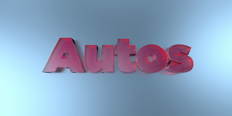 Autos - colorful glass text on vibrant background - 3D rendered royalty free stock image.