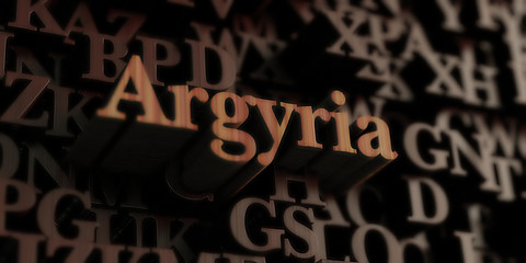 Argyria - Wooden 3D rendered letters/message.  Can be used for an online banner ad or a print postcard.