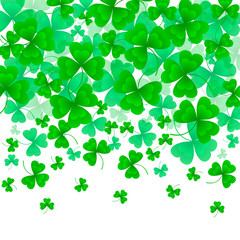 Vector illustration of clover leaves on white. St Patrick's Day background