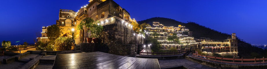 Night Panorama of Neemrana Fort Palace, Rajasthan, India