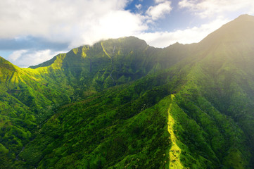 Obraz premium Stunning aerial view of spectacular jungles, Kauai