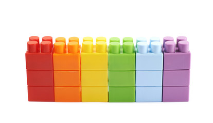 Wall made of toy bricks isolated