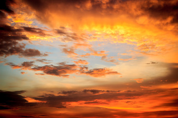 Dramatic cloudscape in sunset with twilight sky. Beautiful Abstract natural background.