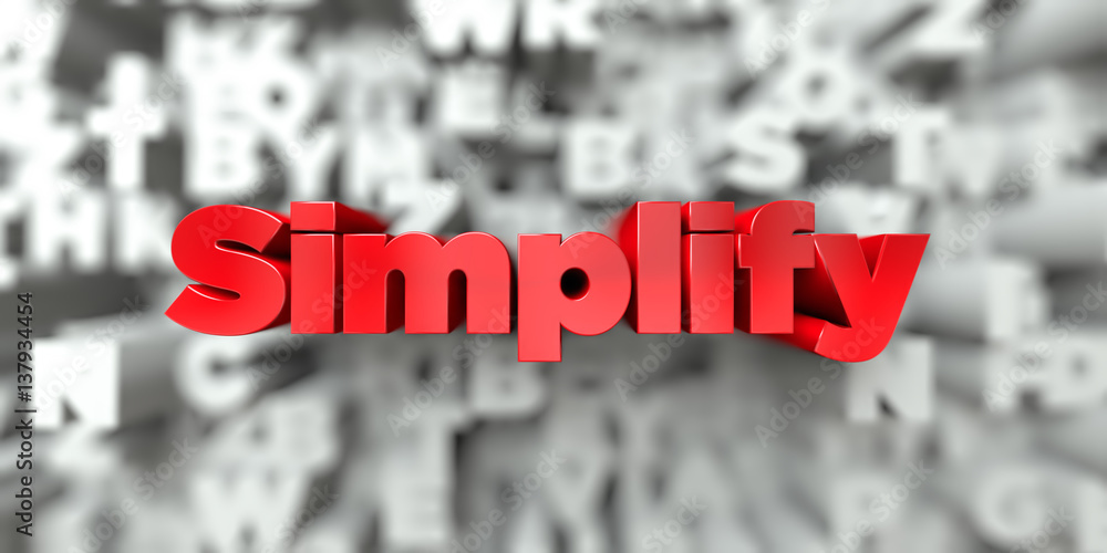 Fototapete simplify - red text on typography background - 3d rendered royalty free stock image. this image can 