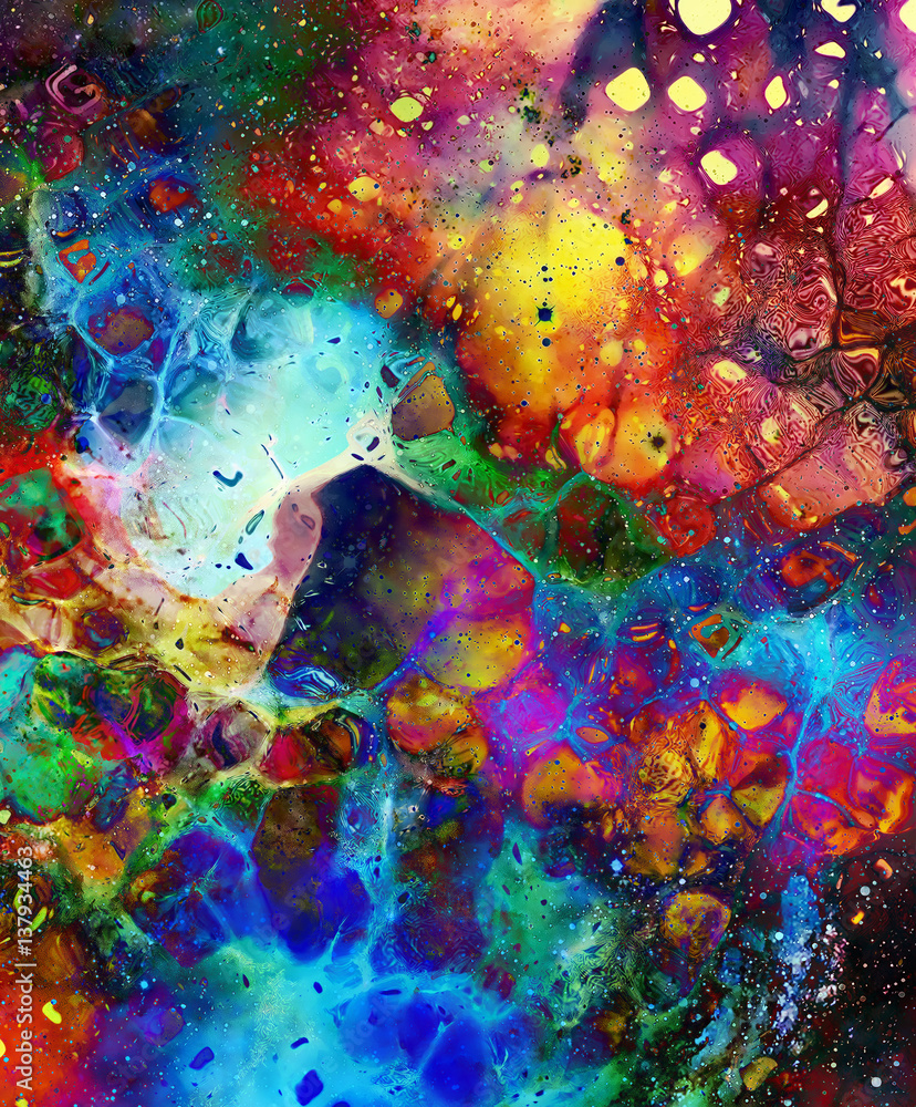 Poster cosmic space and stars, cosmic abstract background and glass effect. copy space.
