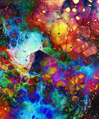 Obraz na płótnie Canvas Cosmic space and stars, cosmic abstract background and glass effect. Copy space.